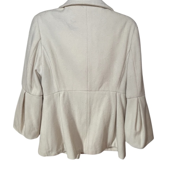 🛍️ 2/$25 Jones New York Wool Cashmere Pea Coat Cream w/ Bell Sleeves Sz 10 - Picture 3 of 13